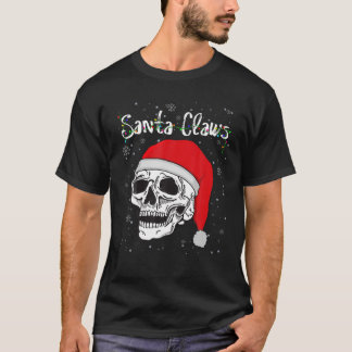 T-shirt Cool Skeleton Skull Casquette Lumière Santa Claus 