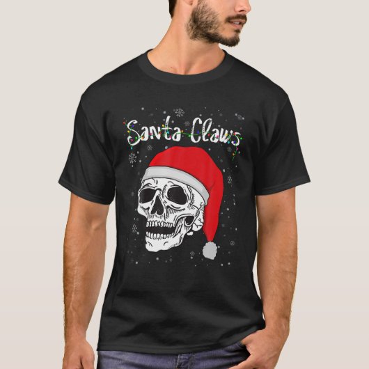 T-shirt Cool Skeleton Skull Casquette Lumière Santa Claus  (Devant)