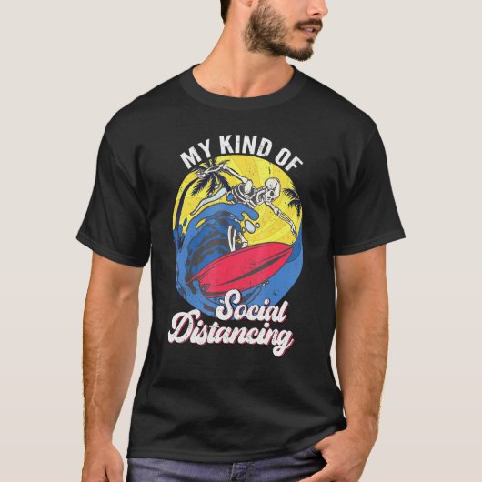 T-shirt Cool Skeleton Sunset Surf Surf de surf (Devant)