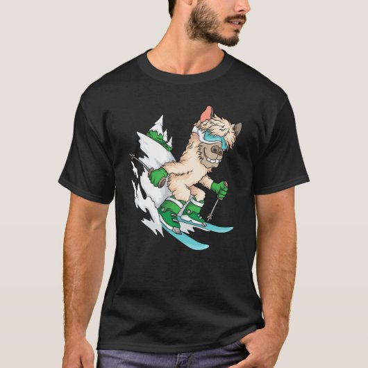 T-shirt Cool Ski Alpaca Le Skis Amusant Animal Pun Ski (Devant)