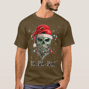 T-shirt Cool Skull Beard Père Noël Pirate Christmas Jolly