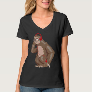 T-shirt Cool Sloth Musique Casques audios amusant