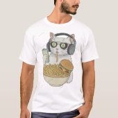 T-shirt Cool Snack Cat with Headphones . (Devant)