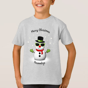 T-shirt Cool Snowman Adorable Smirk Noël Personnaliser