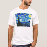 T-shirt Cool Starry Night Vincent Van Gogh peinture<br><div class="desc">Nuit étoilée par Vincent Van Gogh peinture cool ancien chef-d'oeuvre art fin restauré impressionnisme douleur peinture vibrante couleur saturée belle qualité haute résolution paysage paysage art post décoration</div>
