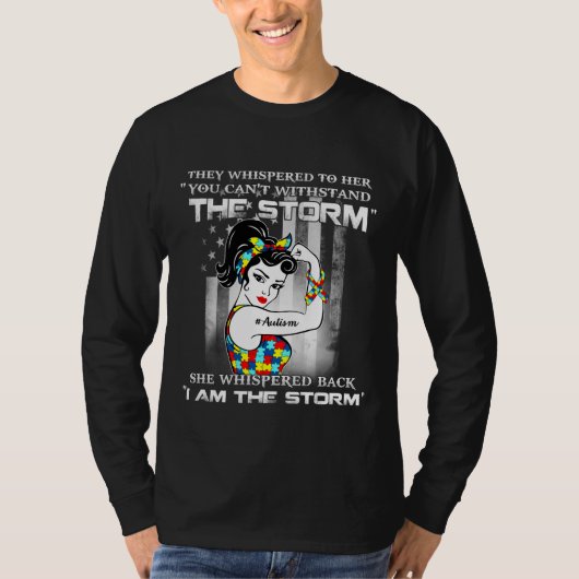 T-shirt Cool Storm Autism Fighter American Woman Unbreakab (Devant)