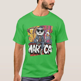 T-shirt Cool Street Cat Hip Hop Graffiti Urban Style Cat D