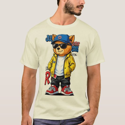 T-shirt Cool Streetwear Bear Mascot Cartoon | Urban Rebel  (Devant)