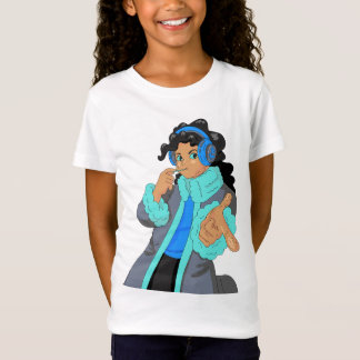 T-Shirt Cool Stylish Girl Wear Headphone Headset Music