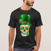 T-shirt Cool Sugar Skull St Patrick's Day Shamrock Irish L (Devant)