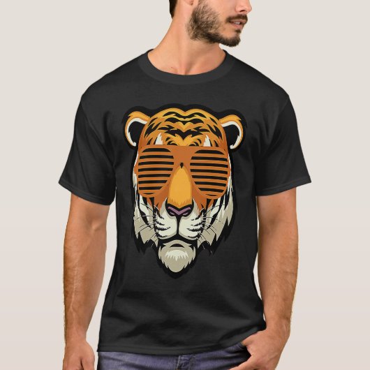 T-shirt Cool Sunglasses Bengal Tiger Black and Orange (Devant)
