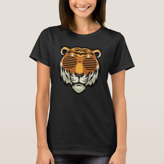 T-shirt Cool Sunglasses Bengal Tiger Black and Orange (Devant)