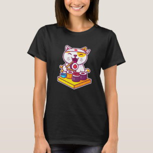 T-shirt Cool Sushi Cat Graphisme Tee - shirt Nouveauté Coo