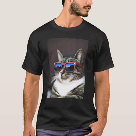 T-shirt Cool Tabby Chat Portant des lunettes de soleil (Devant)