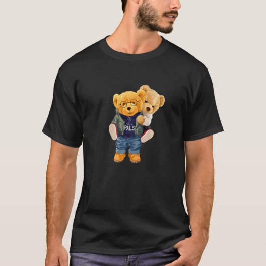 T-shirt Cool Teddy Bear Boys Best Friends Style Illustrati (Devant)