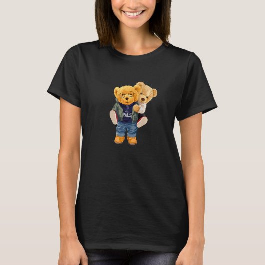 T-shirt Cool Teddy Bear Boys Best Friends Style Illustrati (Devant)