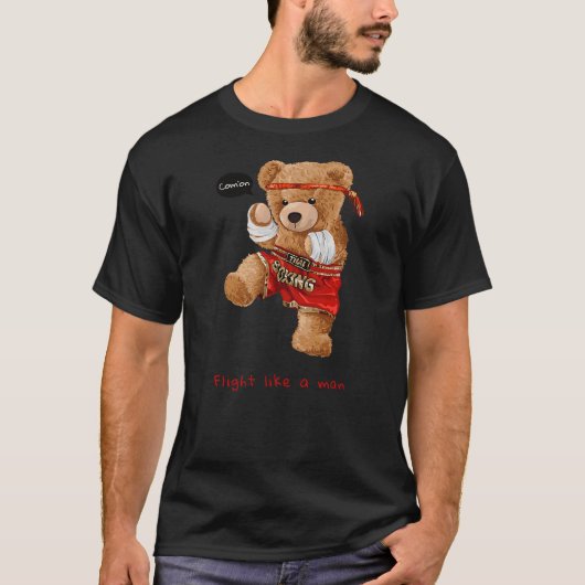 T-shirt Cool Teddy Bear Man Boxing Fight Style Illustratio (Devant)