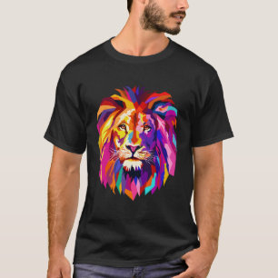 T-shirt Cool Tête De Lion Design Avec Lumineux Coloré