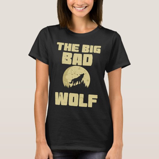 T-shirt Cool The Big Wolf Howling Moon Fairy Tale Readers (Devant)