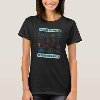 T-shirt Cool Travel International Stamps Backpacker Fan To