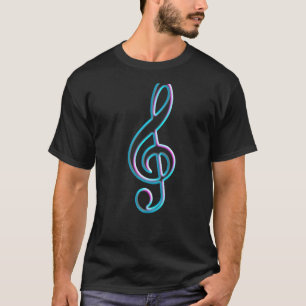 T-shirt Cool Treble Clef Music Note Dans les années 80 Cou
