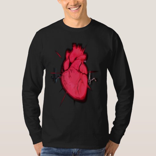 T-shirt Cool Trippy Anatomical Heart for Doctors & Synthwa (Devant)