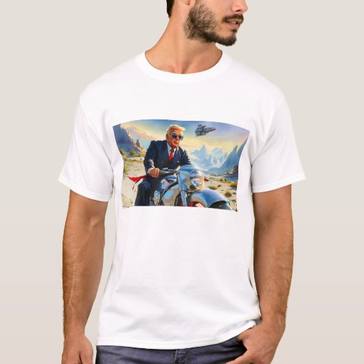 T-shirt cool Trump Motorcycle Alien Planète spatiale MAGA (Devant)