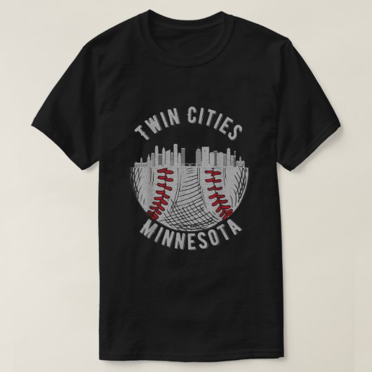 T-shirt Cool Twin Cities Minnesota MN Baseball Skyline St. (Design devant)
