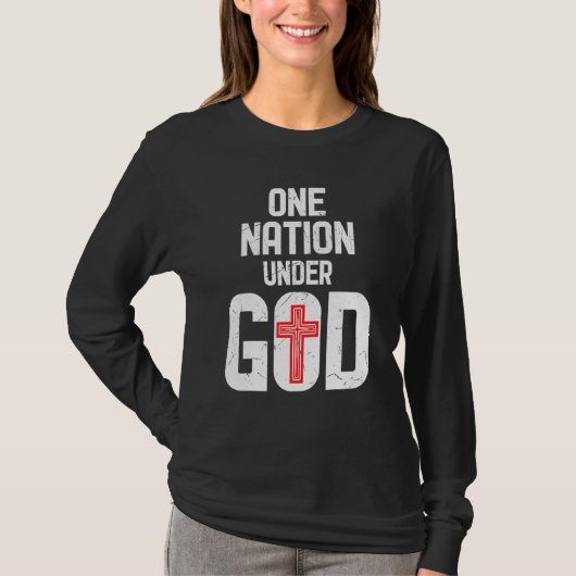 T-shirt Cool Une Nation Sous Dieu Religion Croix Rouge Act (Devant)