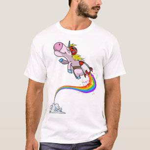T-shirt Cool Unicorn Jetpack Rainbow Funny Horned Horned H