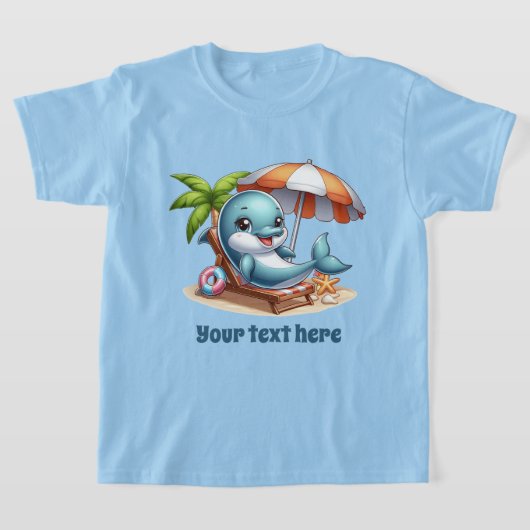 T-shirt Cool unisex dauphin ajouter texte plage enfants (Poser)