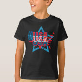T-shirt Cool USA Drapeau Couleur étoile - LOVE USA (Devant)