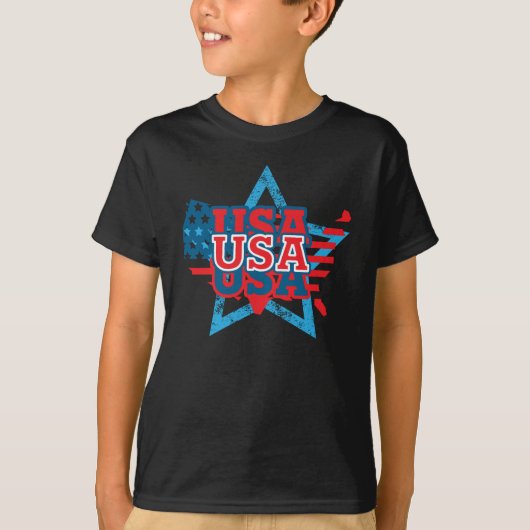 T-shirt Cool USA Drapeau Couleur étoile - LOVE USA (Devant)