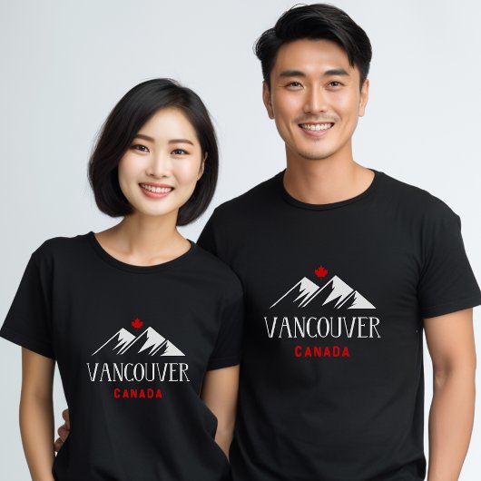 T-shirt Cool Vancouver Canada Mountains Maple Leaf Dark