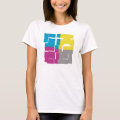 T-shirt COOL violet bleu jaune gris Abstrait Motif (Devant)