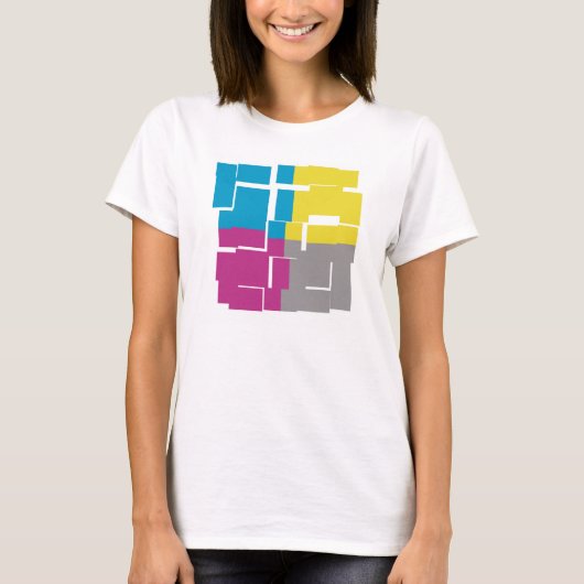 T-shirt COOL violet bleu jaune gris Abstrait Motif (Devant)