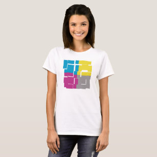 T-shirt COOL violet bleu jaune gris Abstrait Motif