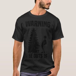 T-shirt Cool Warning I Pee Outside  Funny Boy Peeing Campi