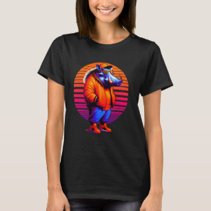 T-shirt Cool Warthog Moderne Style urbain Sunset Art Rétro