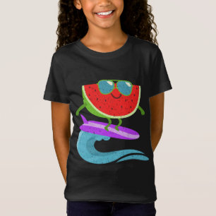 T-Shirt Cool Watermelon Surf Board Funky Summer Fruit Vint