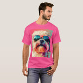 T-shirt Cool West Highland White Terrier dog with sunglass (Devant entier)