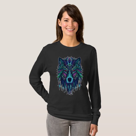 T-shirt COOL WOLF  for wolves  TRIBAL PATTERN (Devant entier)