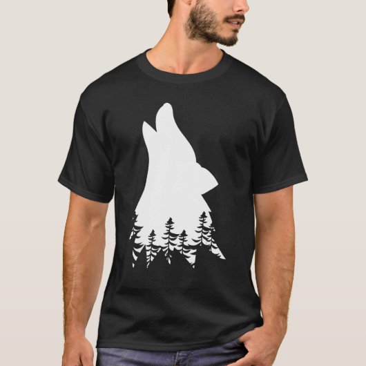T-shirt Cool Wolf Silhouette Forest Wild Howd (Devant)