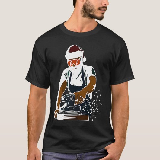 T-shirt Cool Woodworker Handyman with  Santa Hat (Devant)
