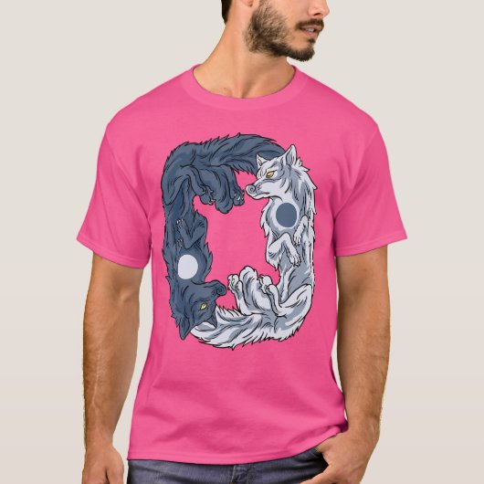 T-shirt Cool Yin Yang Wolf (Devant)