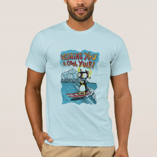 T-shirt Cool Yule Tandem Surf Penguins Hawaiiens