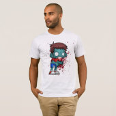 T-shirt Cool Zombie Mec avec sang / Peinture (Devant entier)