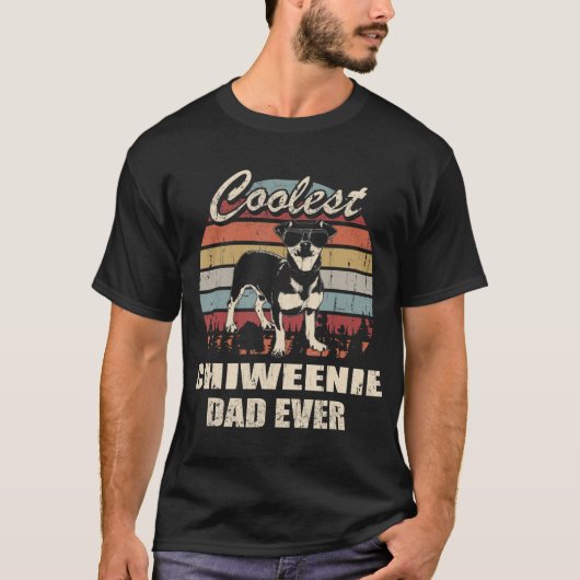 T-shirt Coolest Chiweenie Papa Jamais Vintage Rétro (Devant)