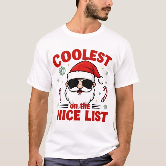 T-shirt Coolest Grandpa on the Nice List | Modern Holiday  (Devant)