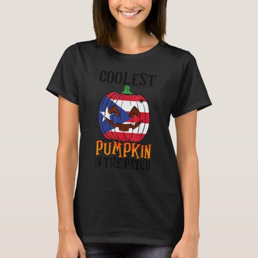 T-shirt Coolest Pumpkin In The Patch Boricua Flag Jack Ou2 (Devant)